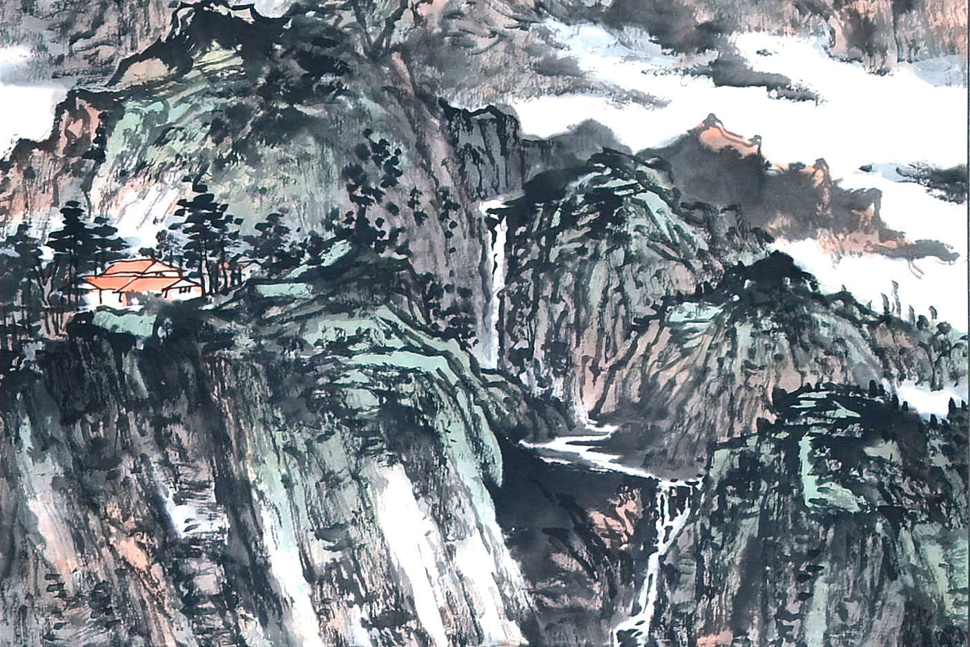 乱瀑斜飞白石间-翟拂晓-新时代新征程-名人名家书画联展