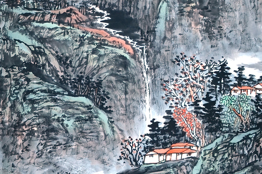 溪山叠翠-翟拂晓-新时代新征程-名人名家书画联