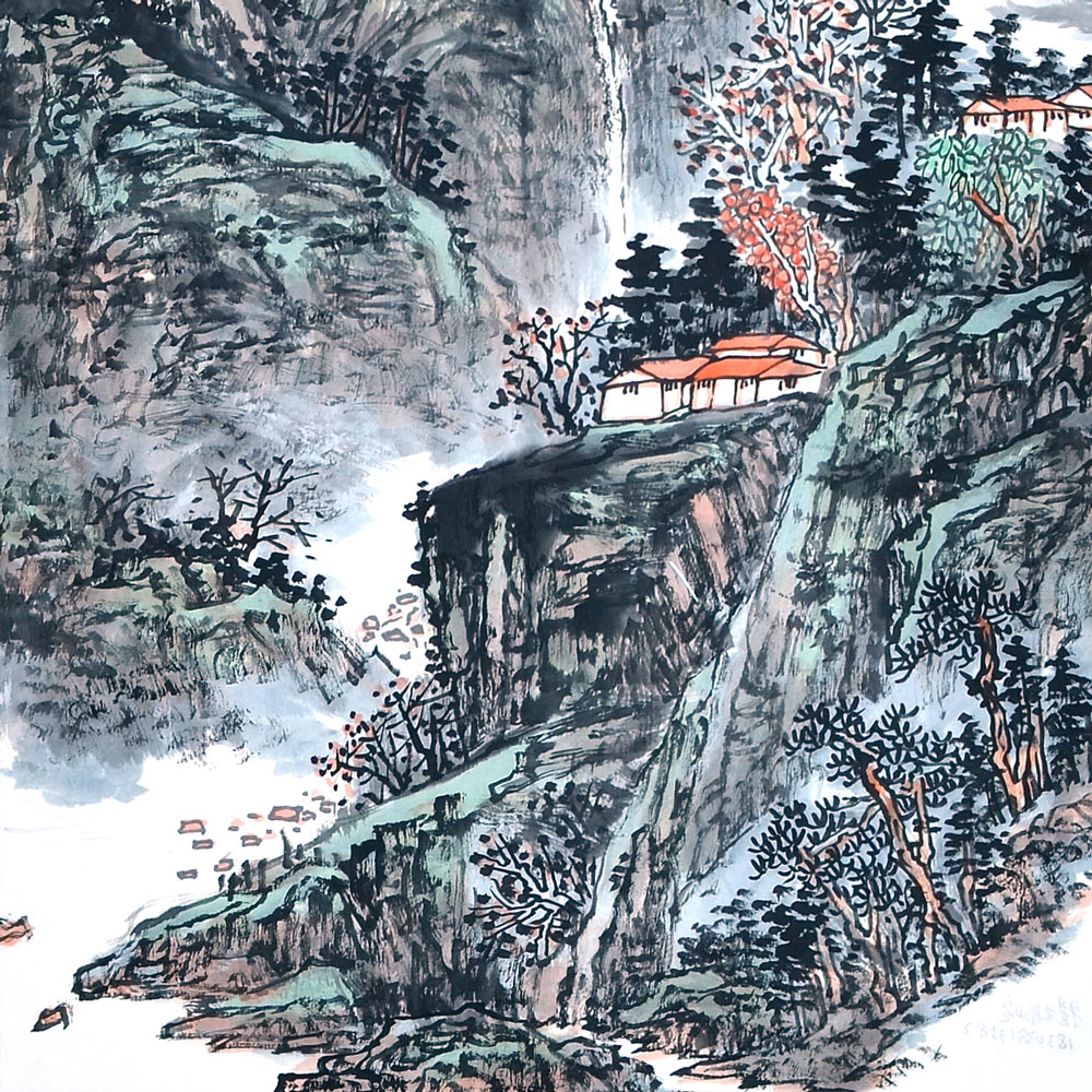 溪山叠翠-翟拂晓-新时代新征程-名人名家书画联