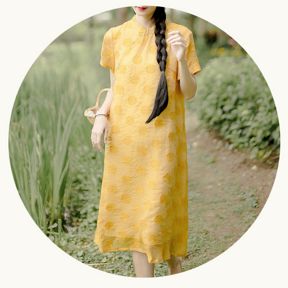 中国风少女连衣裙改良版旗袍茶服