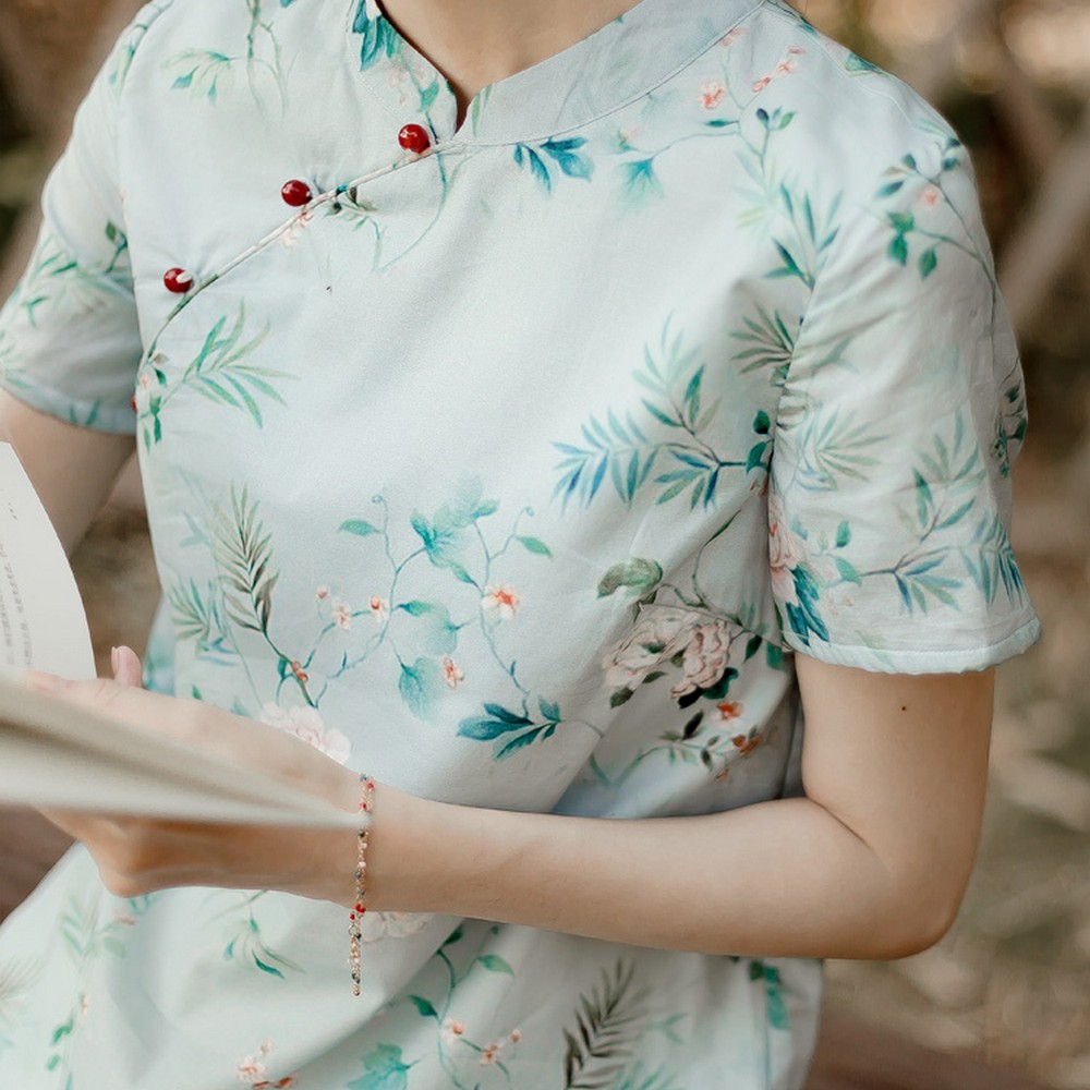 中国风少女连衣裙改良版旗袍茶服
