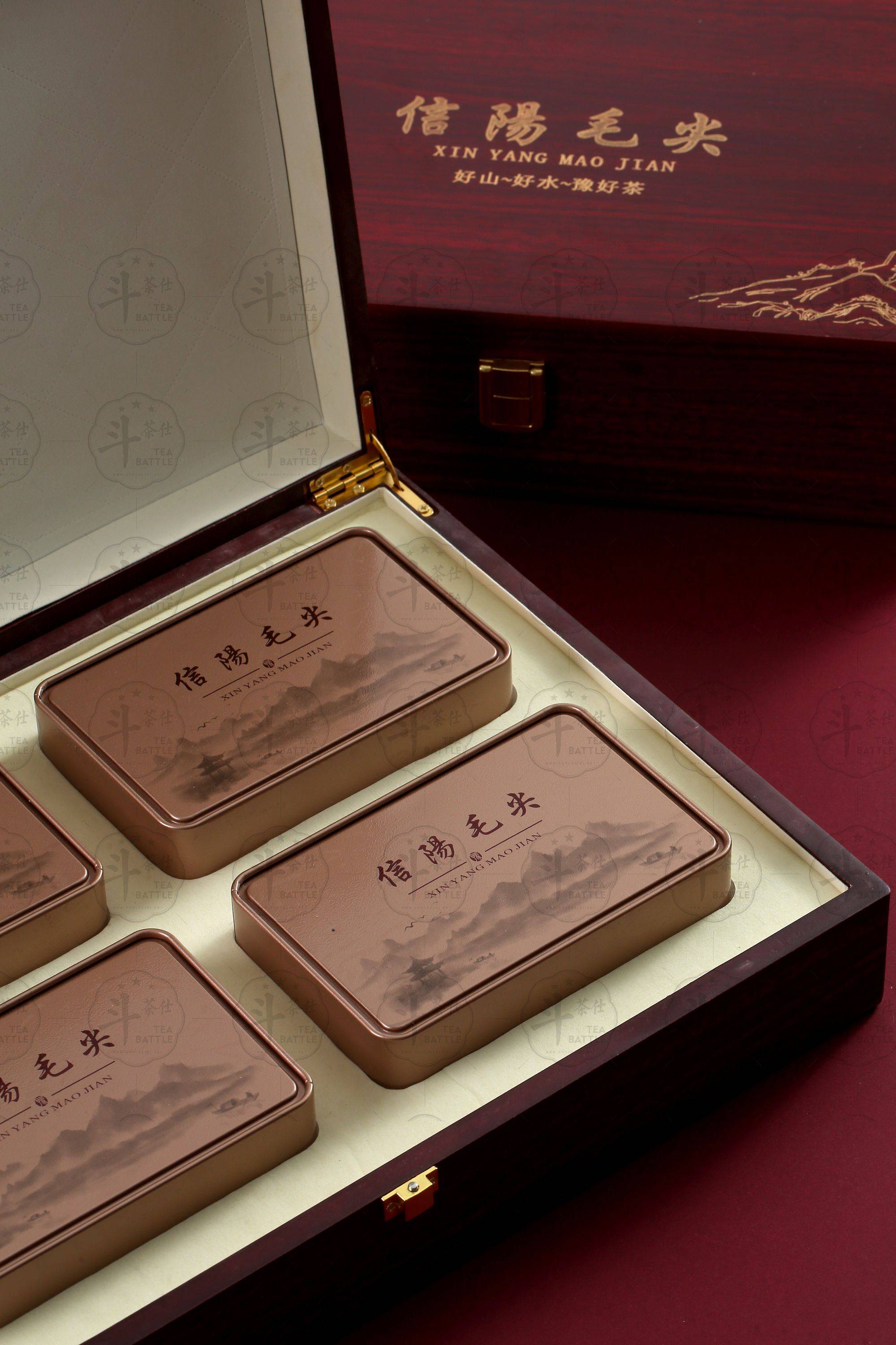 信阳毛尖绿茶茶叶礼盒木盒包装拍摄