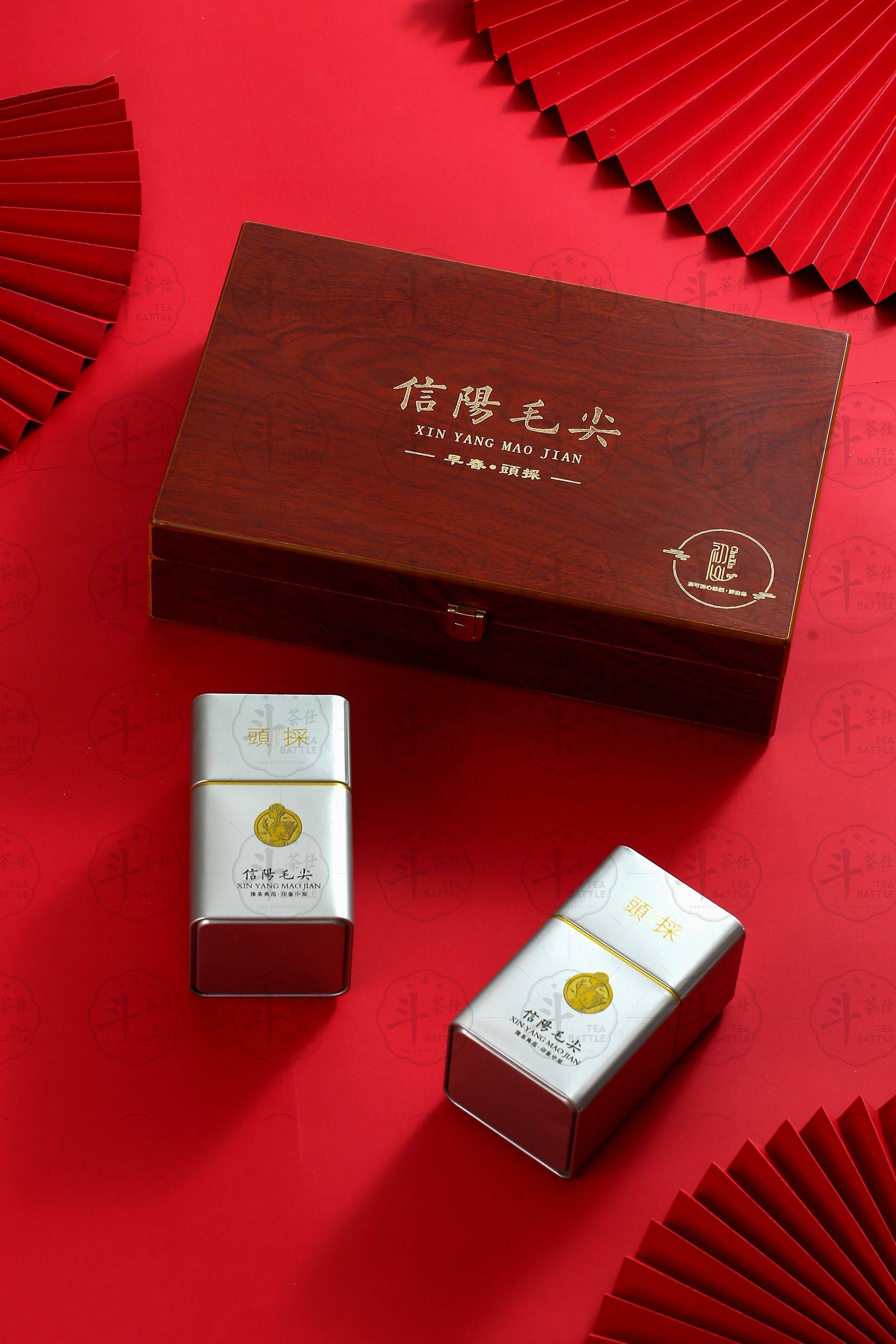 信阳毛尖绿茶茶叶礼盒木盒包装拍摄