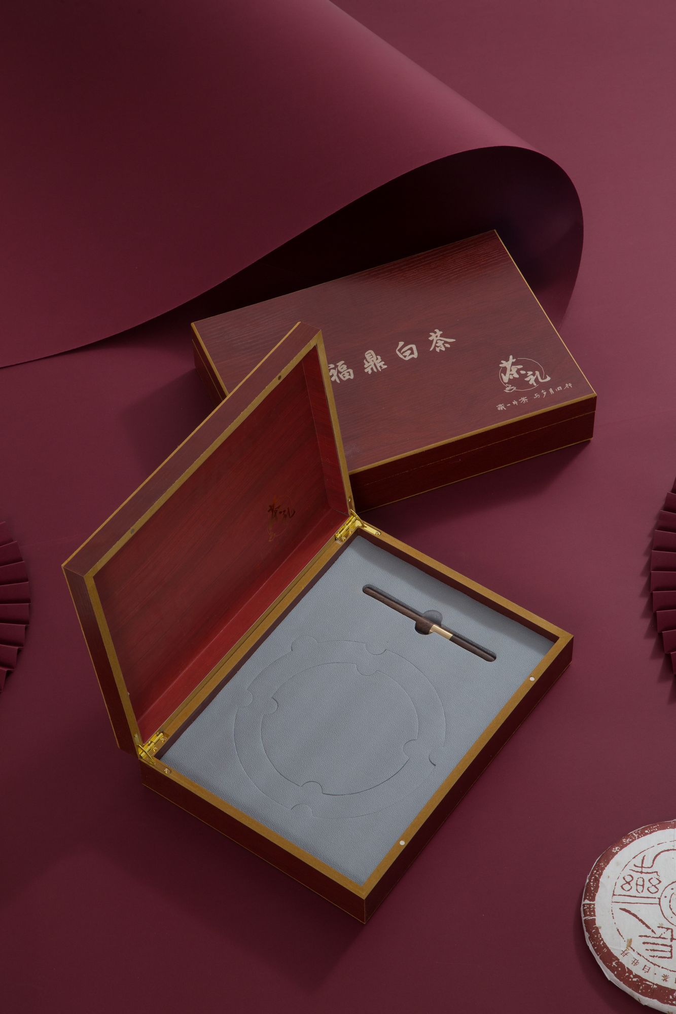 红木纹礼盒【普洱茶20套一件】【福鼎白茶20套一件】
