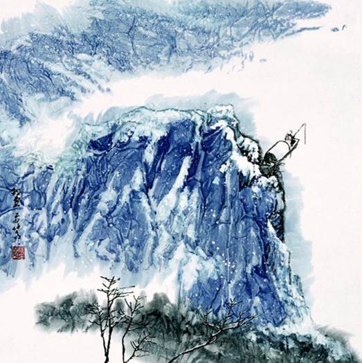 姚伯齐-《钓雪》(68cmX68cm)-龙在空间