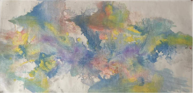 杨延红-《杨延红泼彩》(134cmx65cm)-龙在空间