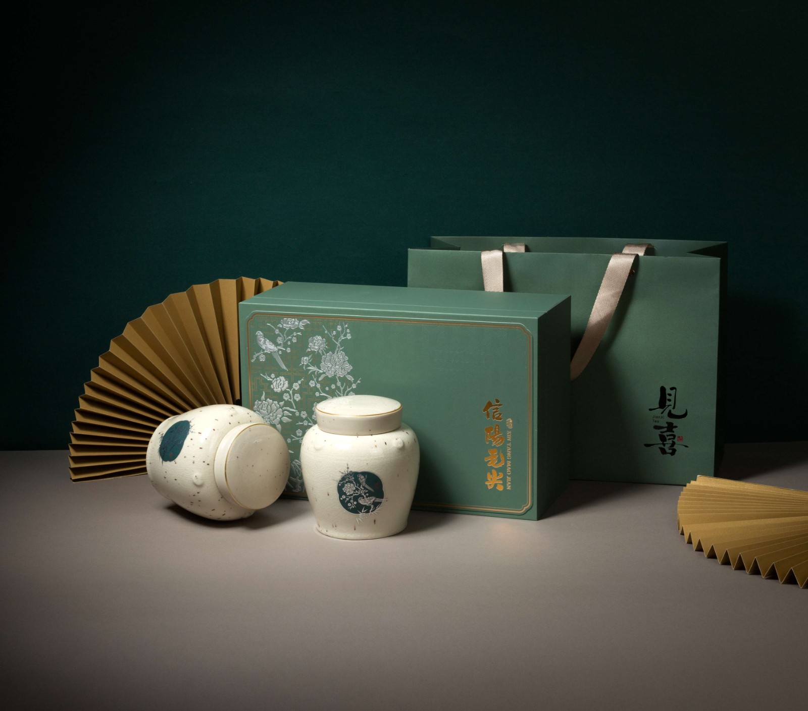洪盛包装春茶信阳毛尖双瓷罐-见喜