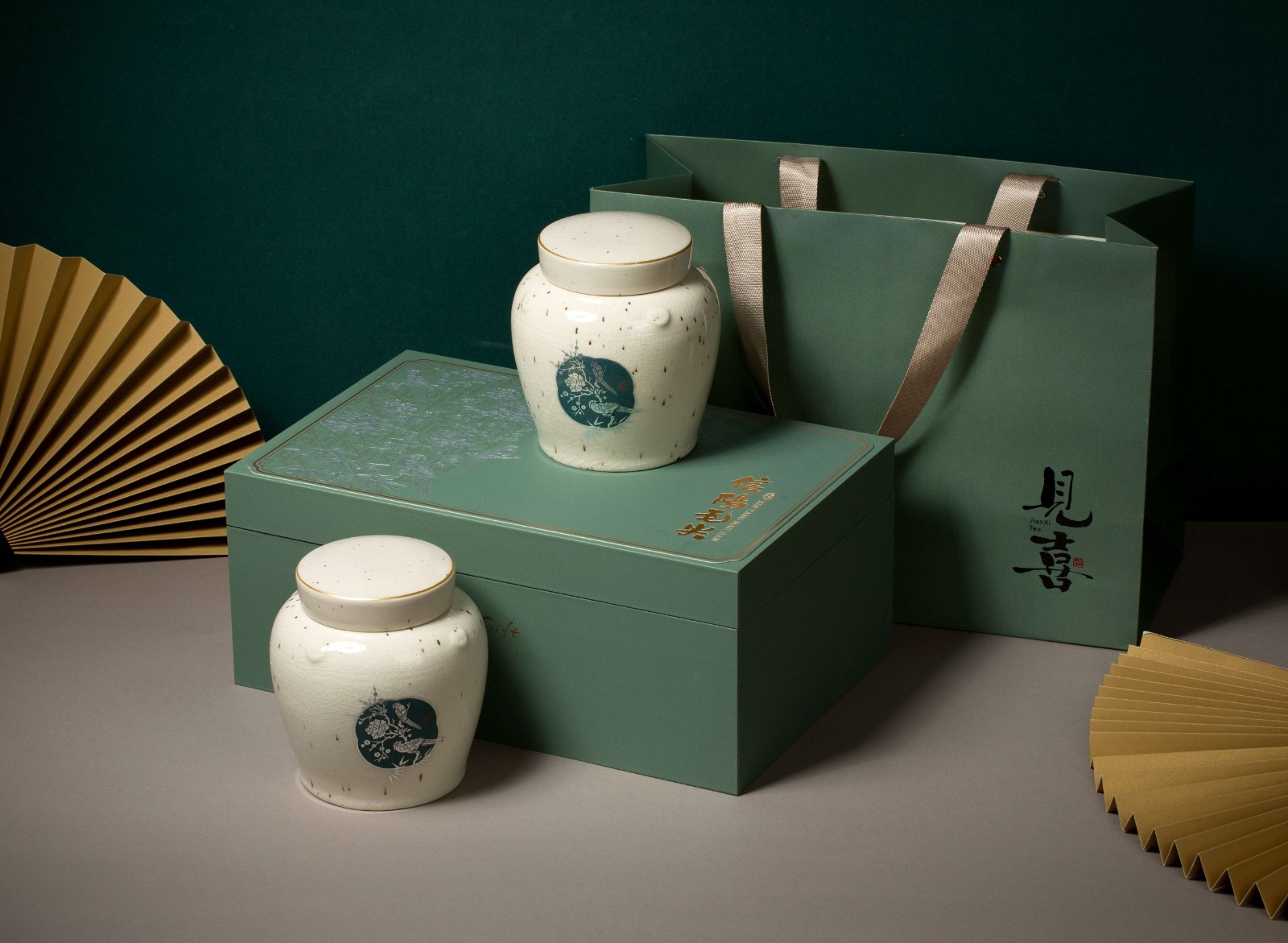 洪盛包装春茶信阳毛尖双瓷罐-见喜
