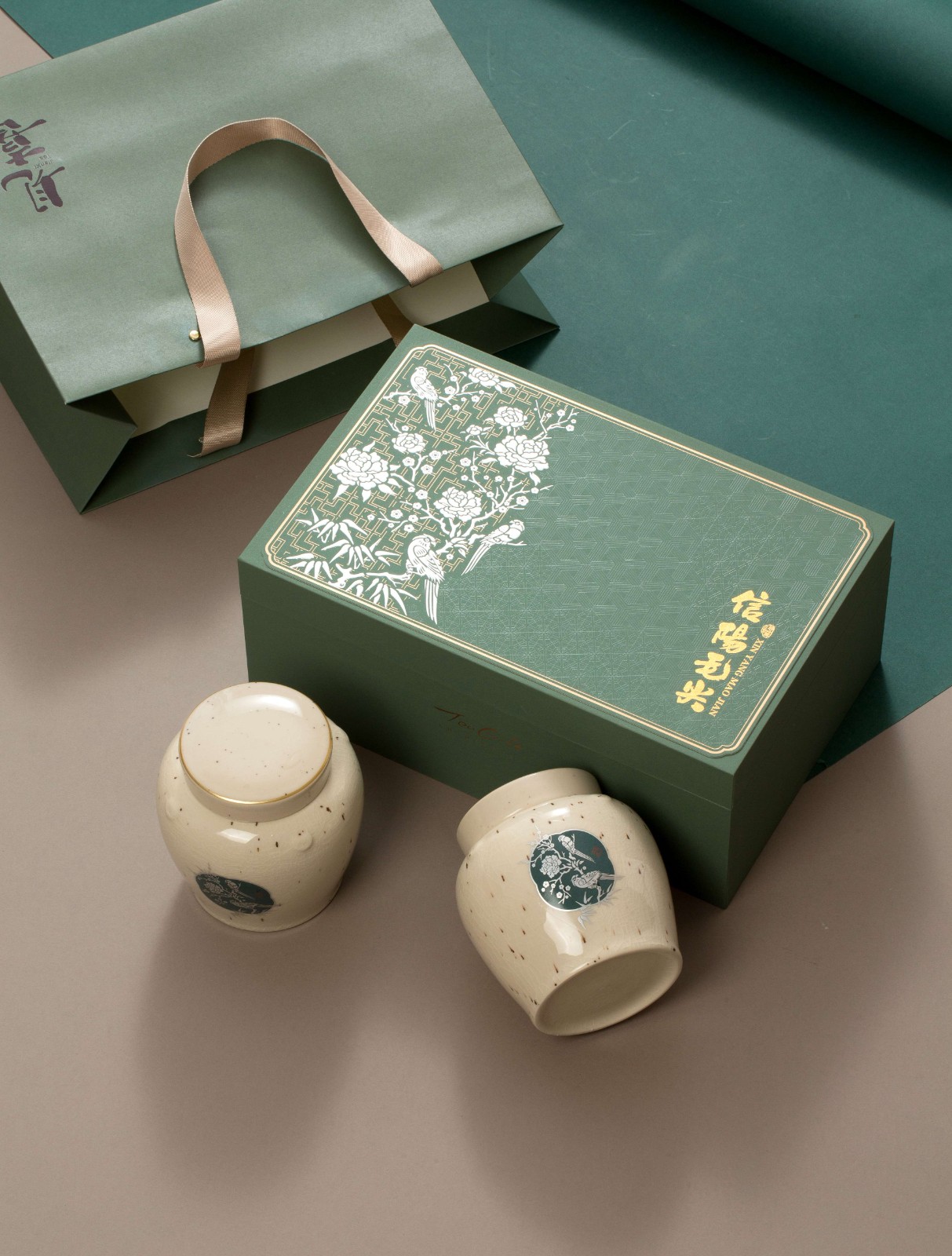洪盛包装春茶信阳毛尖双瓷罐-见喜