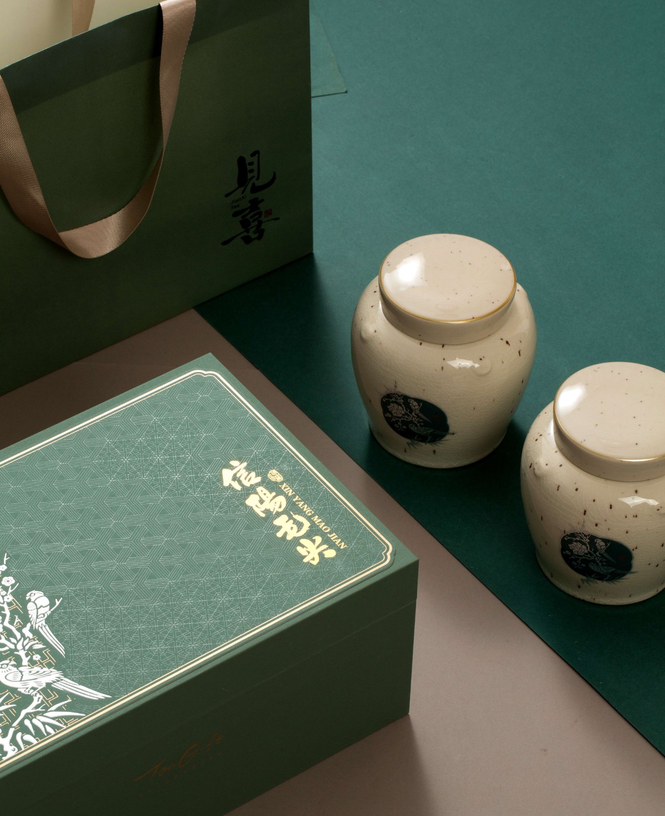 洪盛包装春茶信阳毛尖双瓷罐-见喜