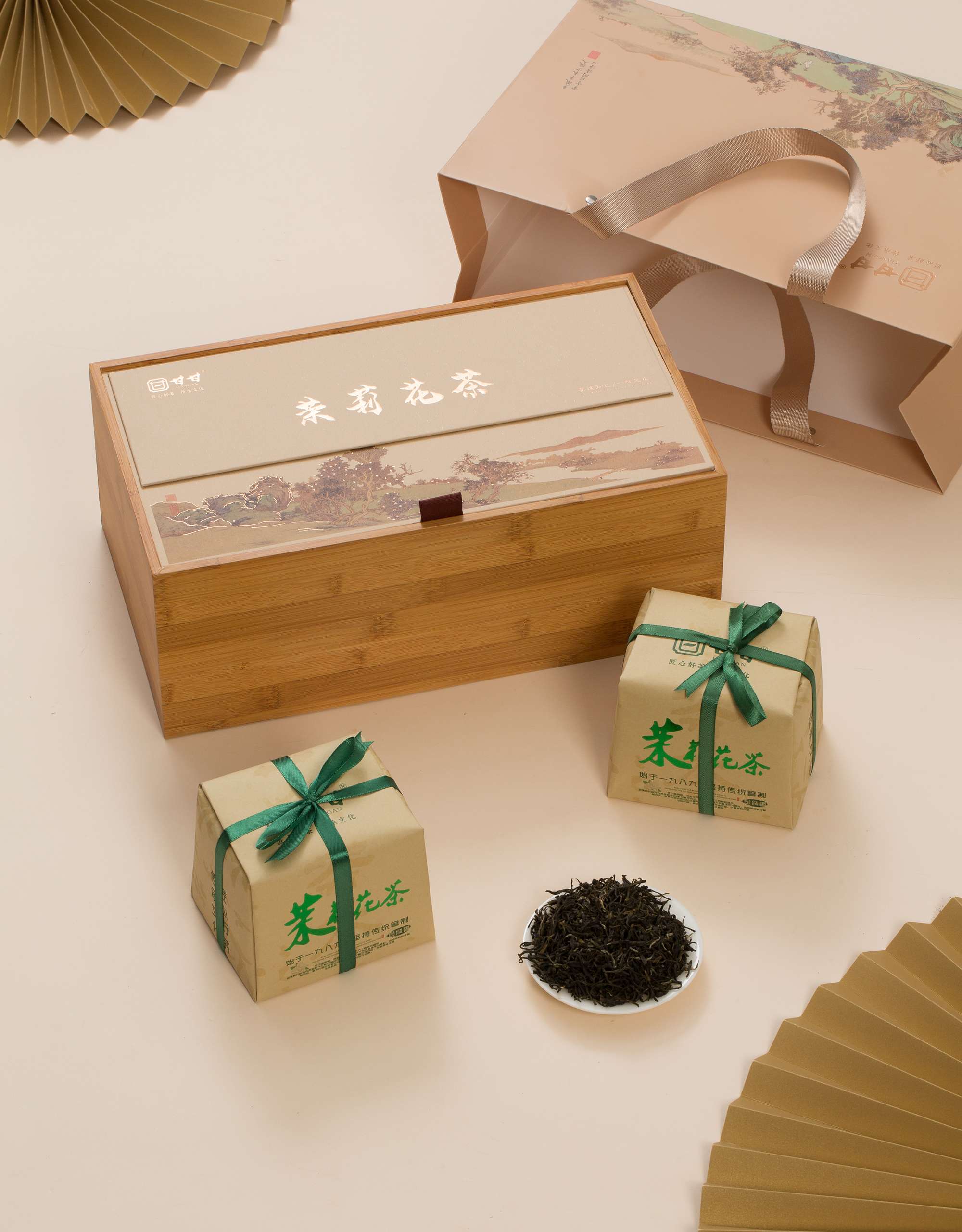 粒粒香2024年茉莉花茶新品-手包纸礼盒-单盒双盒装