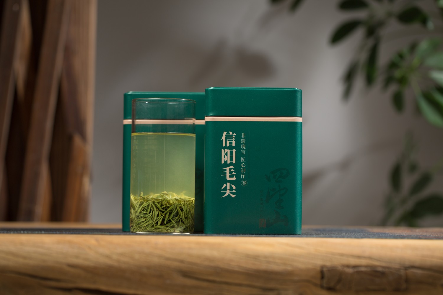 四望山-铁盒-信阳毛尖-产品拍摄-深绿色、浅绿色两款