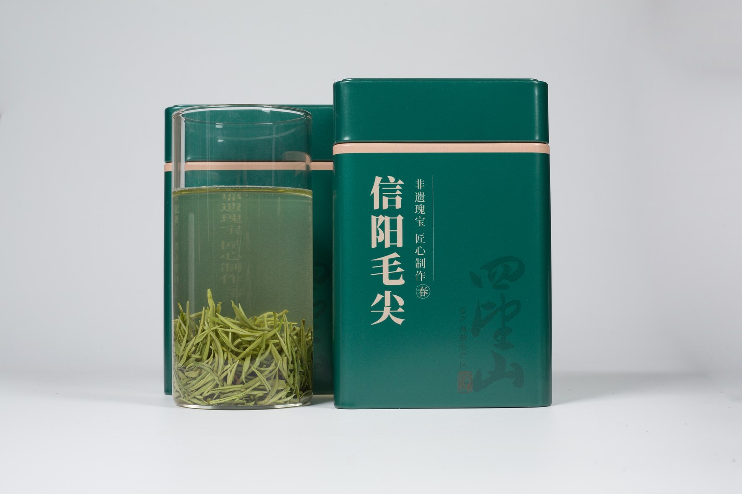 四望山-铁盒-信阳毛尖-产品拍摄-深绿色、浅绿色两款