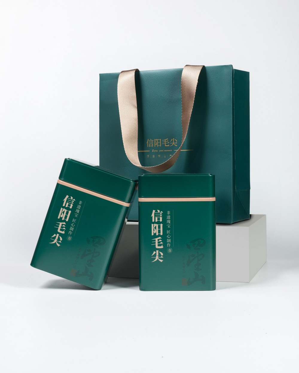 四望山-铁盒-信阳毛尖-产品拍摄-深绿色、浅绿色两款