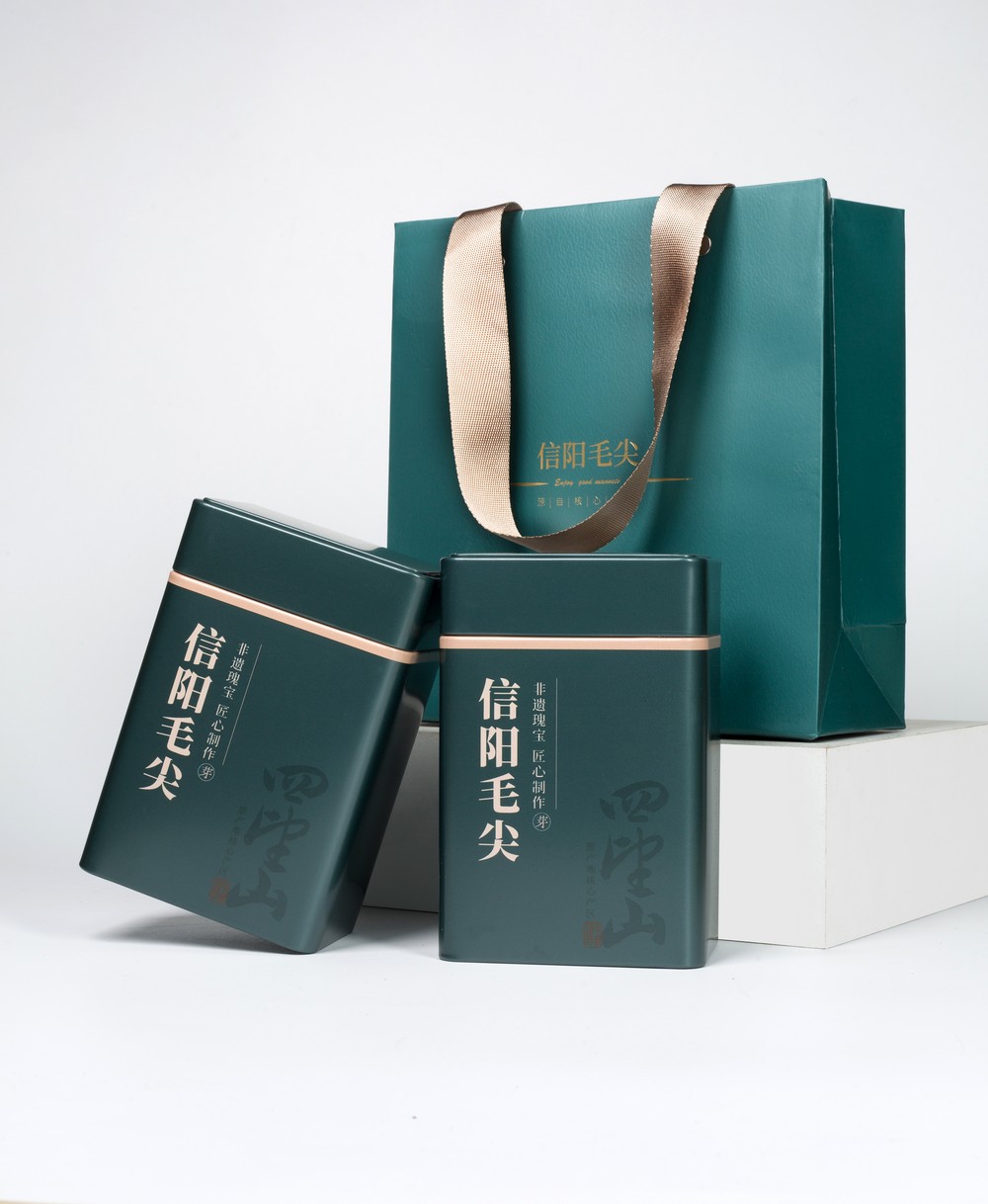 四望山-铁盒-信阳毛尖-产品拍摄-深绿色、浅绿色两款