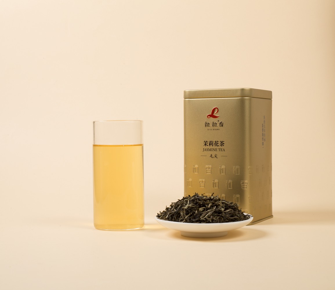 粒粒香茉莉花茶毛尖双铁罐金罐-产品拍摄