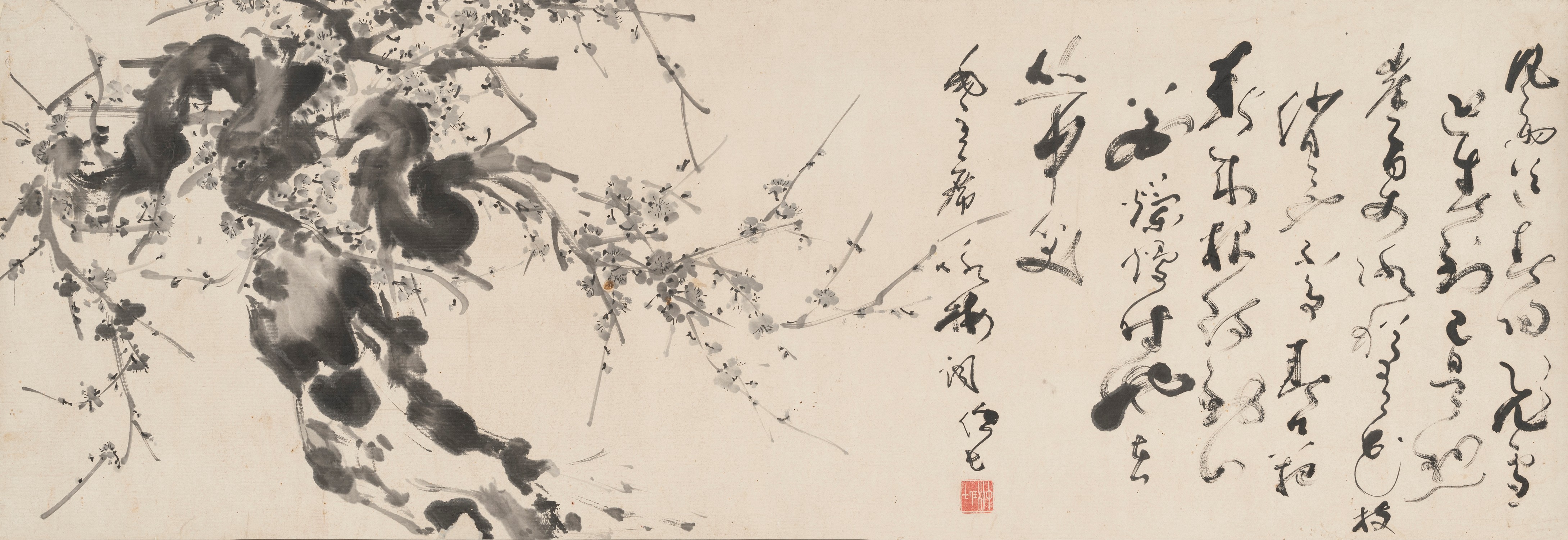 水墨横幅龙梅 __ 任七